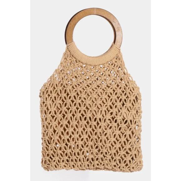Fame Boho Braided Wooden Top Handle Bag - Picture 6 of 9